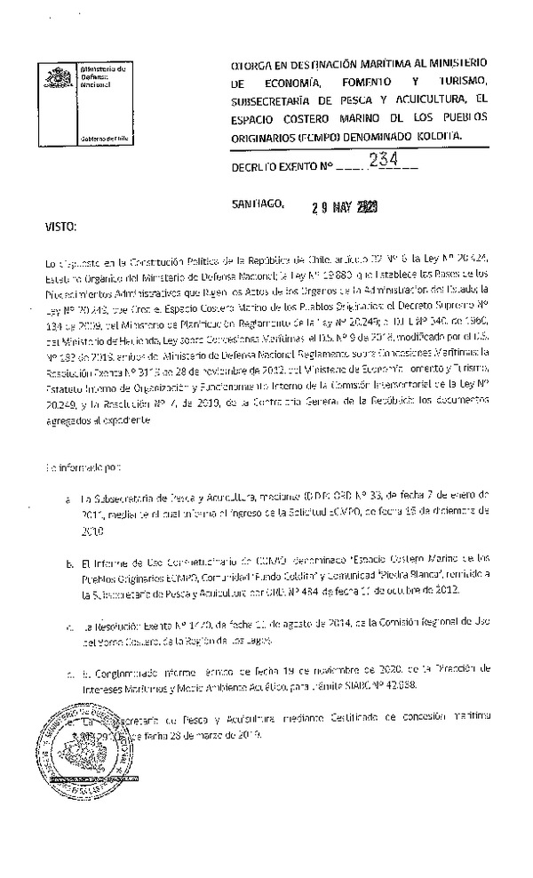 Decreto de regulación marina Koldita