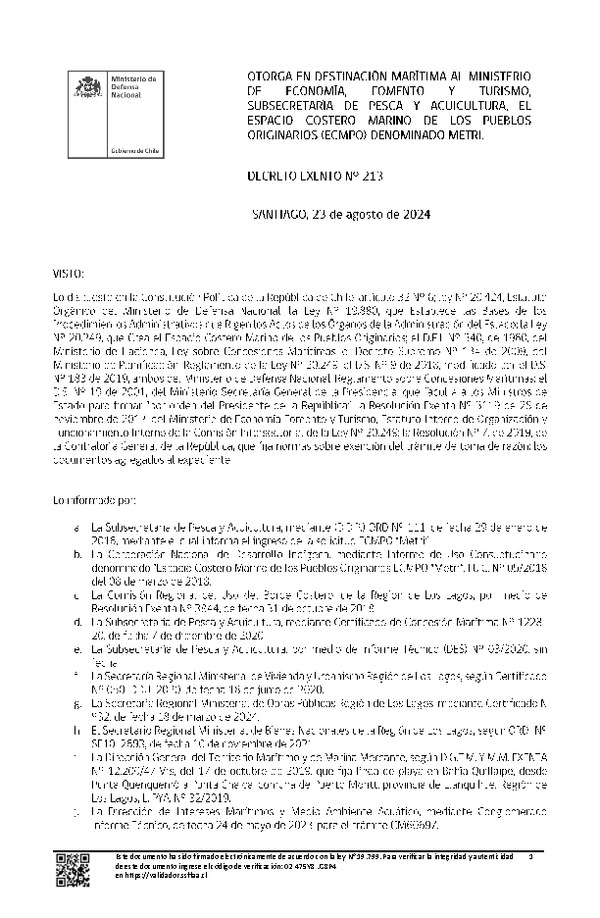 Decreto de regulación marina Metri